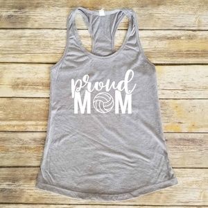 Proud volleyball mom - sports mama grey tank top